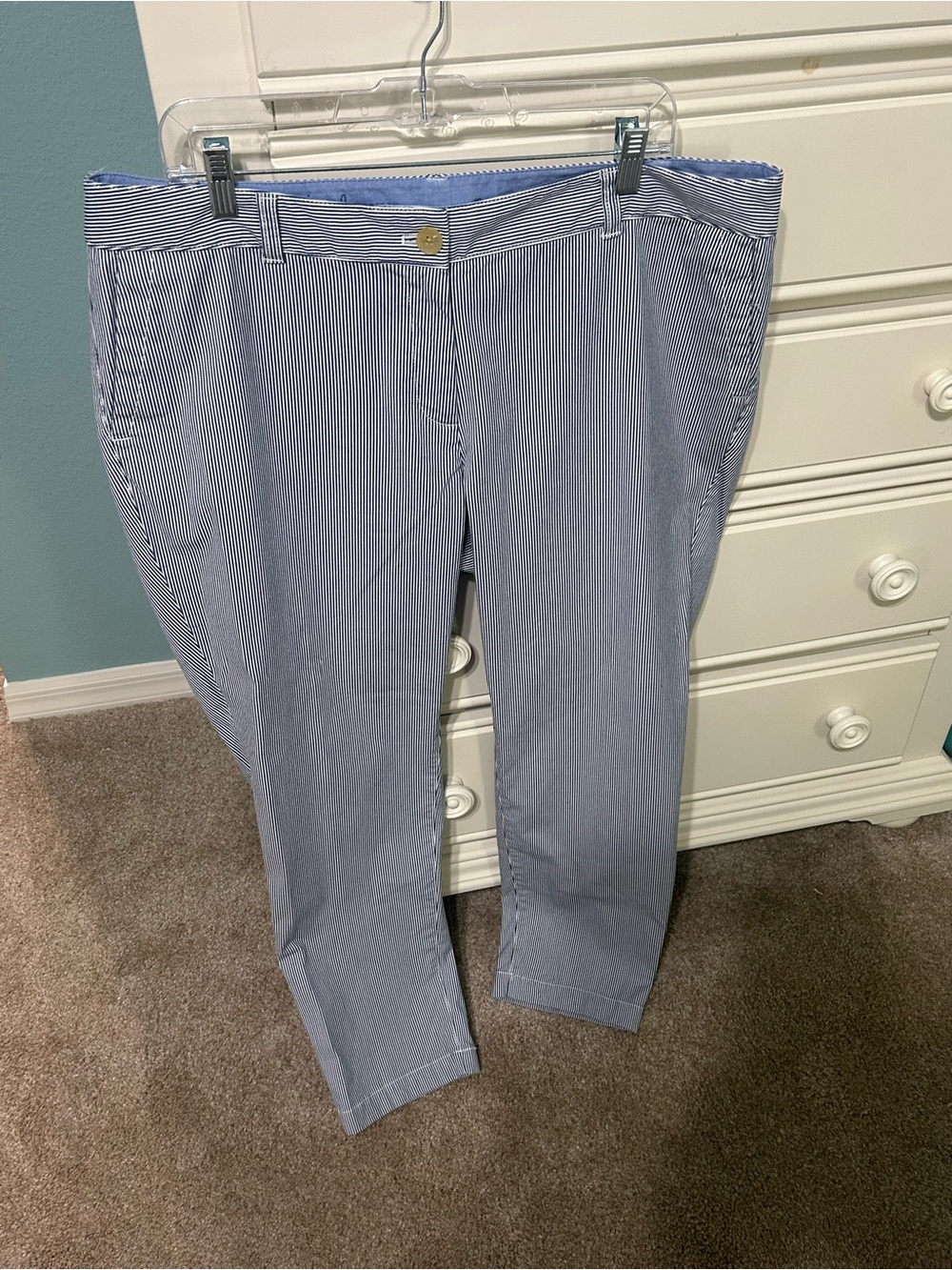 Talbots Navy and White Pinstripe “WeekendChino” Pants 14W